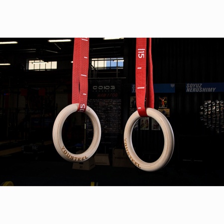 Купить Кольца гимнастические 32 мм красные стропы в Усолье-Сибирском 