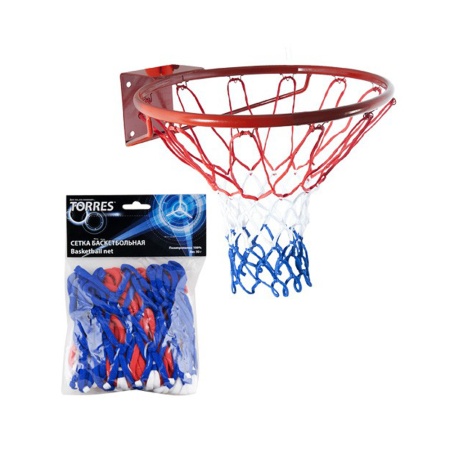 Купить Сетка баскетбольная Torres, нить 4 мм, бело-сине-красная в Усолье-Сибирском 